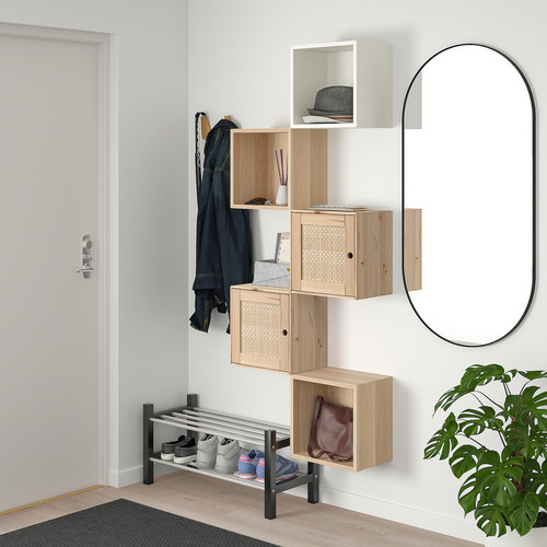 EKET / VÄLJARE Wall-mounted storage combination, multicolour/pine, 70x25x175 cm