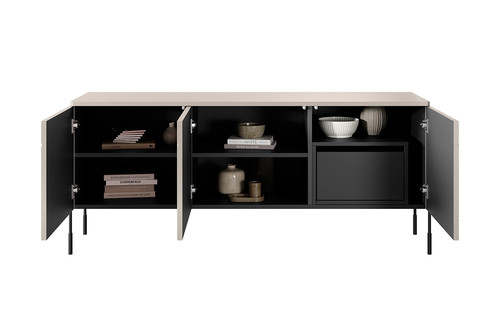 Three-Door TV Cabinet with Drawer Unit Sonatia 150, cashmere