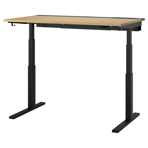 MITTZON Desk sit/stand, electric oak veneer/black, 140x80 cm