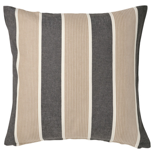 KORALLBUSKE Cushion cover, anthracite beige/stripe pattern, 50x50 cm