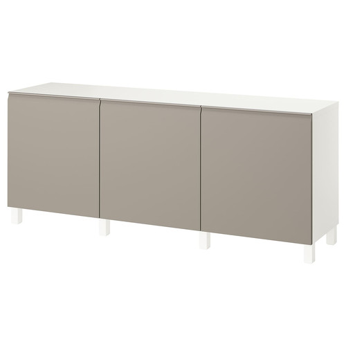 BESTÅ Storage combination with doors, white/Hammarsmed/Stubbarp beige, 180x42x74 cm