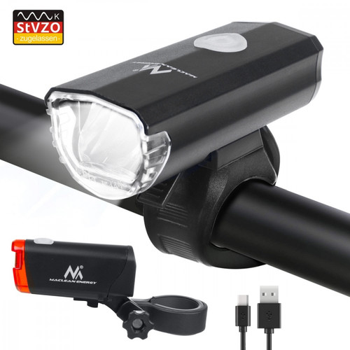 MacLean Bike LED Light Set Front and Rear MCE312