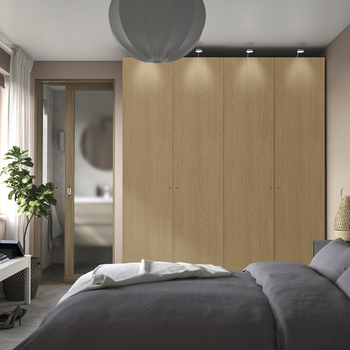 PAX / STORKLINTA Wardrobe combination, white/oak effect, 200x60x236 cm