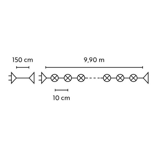 Christmas Lights 100 LED Bulinex 9.9 m, outdoor, white