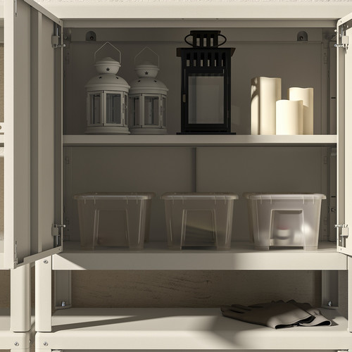 KOLBJÖRN Shelving unit with 2 cabinets, beige, 171x37 cm