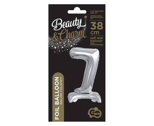 Foil Balloon Number 7 Standing, silver, 38cm