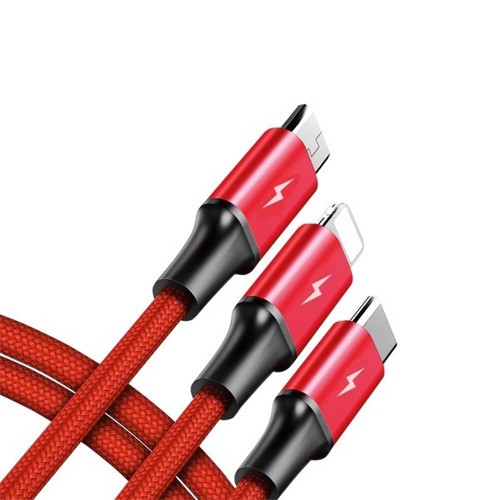 Unitek Charging Cable 3-in-1 USB - USB-C/microUSB/ Lightning, 1,2m; C4049RD