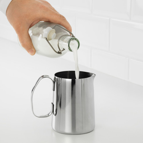 MÅTTLIG Milk-frothing jug, stainless steel, 0.5 l