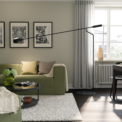 VÅGHÖJD LED floor lamp, dimmable black