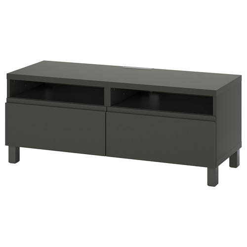 BESTÅ TV bench with drawers, dark grey/Västerviken/Stubbarp dark grey, 120x42x48 cm