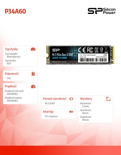 Silicon Power SSD 1TB A60 PCIE M.2 NVMe