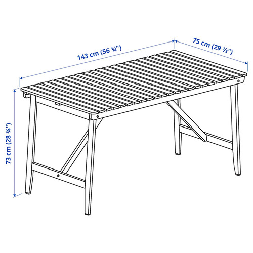 ASKHOLMEN Table+4 folding chairs, outdoor, dark brown/Kuddarna light grey-beige, 143x75 cm