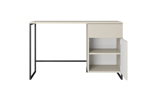 Desk with Drawer Asha 120 cm, cashmere, black frame