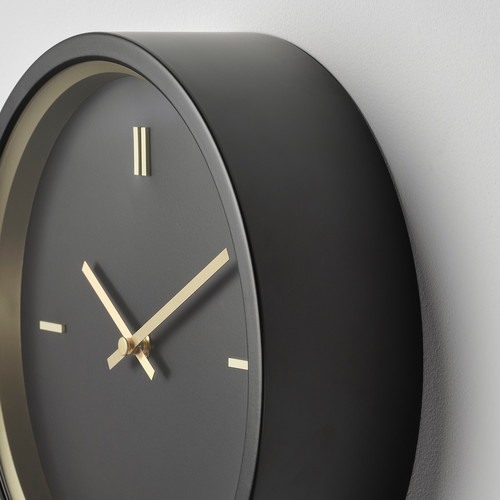 STURSK Wall clock, low-voltage/black, 26 cm