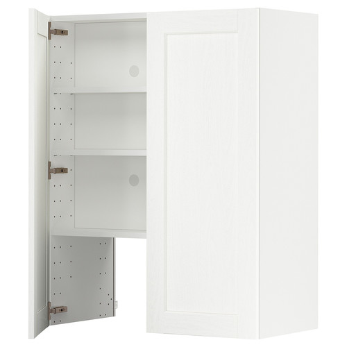 METOD Wall cb f extr hood w shlf/door, white Enköping/white wood effect, 80x100 cm