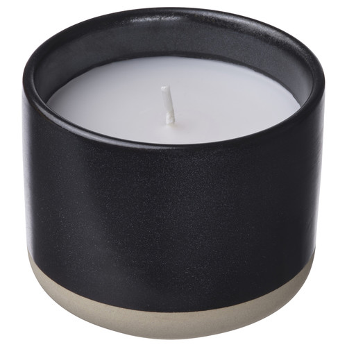 STÖRTSKÖN Scented candle in ceramic jar, Berries/black, 25 hr