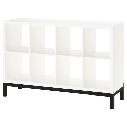 KALLAX Shelving unit with underframe, white/black, 147x94 cm