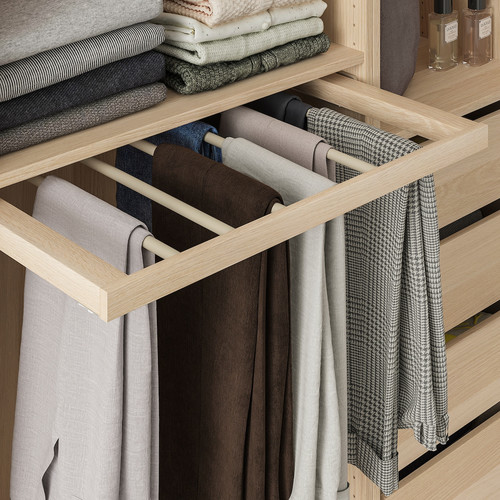 KOMPLEMENT Pull-out trouser hanger, white stained oak effect, 75x58 cm