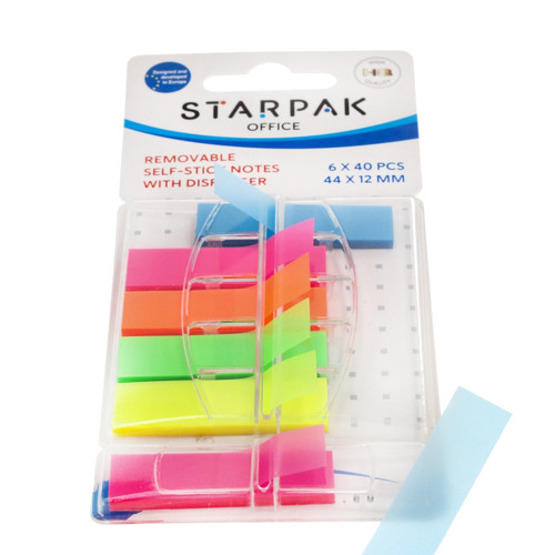 Removable Self-stick Notes with Dispenser 12x44mm, 6x 40pcs