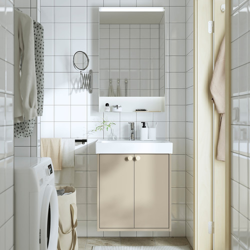 HAVBÄCK / ORRSJÖN Wash-stnd w drs/deep wash-basin/tap, beige, 62x49x72 cm