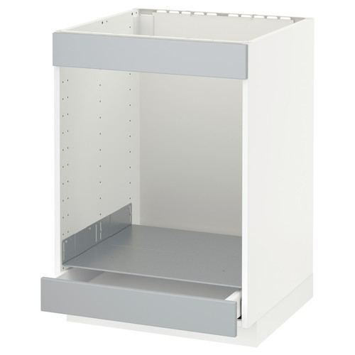 METOD / MAXIMERA Base cab for hob+oven w drawer, white/Veddinge grey, 60x60 cm