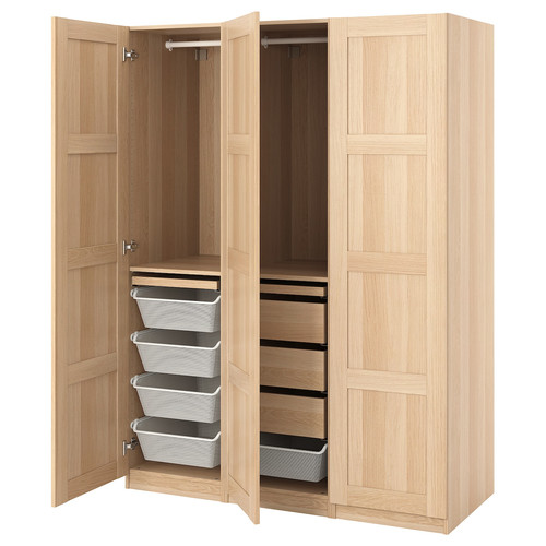 PAX / BERGSBO Wardrobe combination, white stained oak effect, 150x60x201 cm