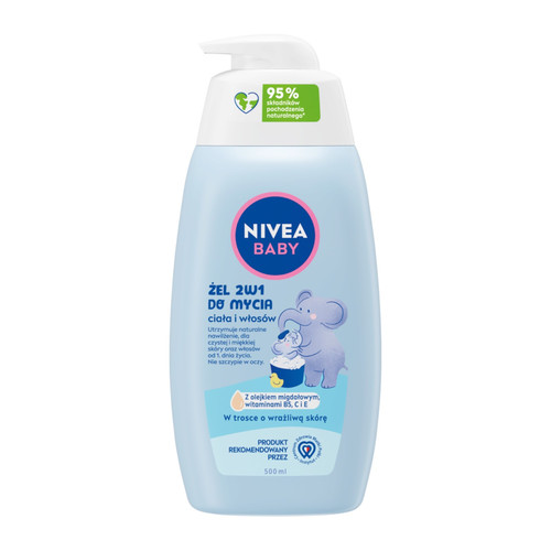 NIVEA Baby 2w1 Body And Hair Washing Gel With A Pump 500ml Vegan