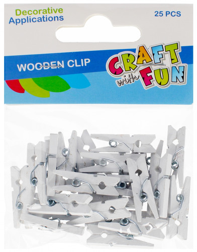 Wooden Mini Clips 25pcs, white