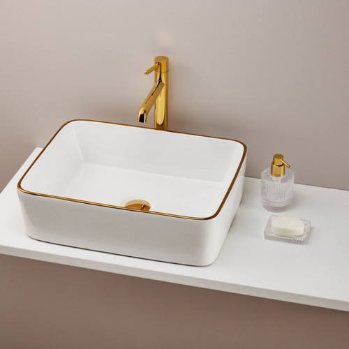 Sepio Countertop Wash-basin 45x32 cm, white/gold
