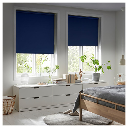 FRIDANS Block-out roller blind, blue, 100x195 cm