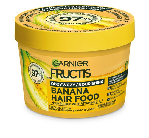 Fructis Hair Food Nourishing Hair Mask for Dry Hair Banana 98% Natural 400ml