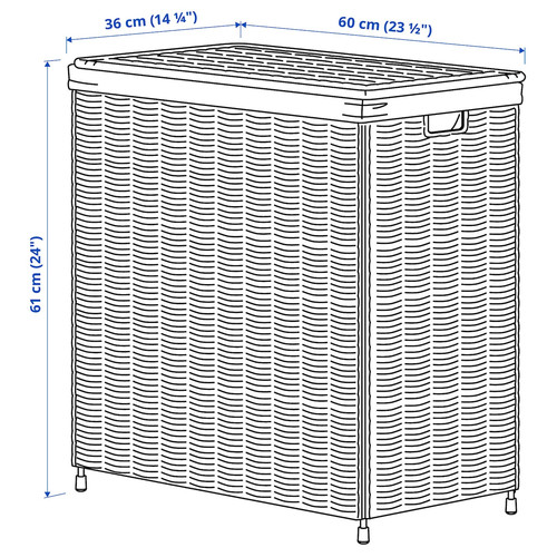 NATTGIBBA Laundry basket, willow/handmade, 100 l