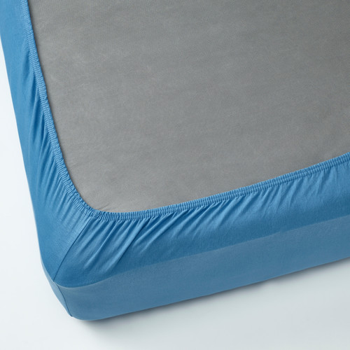 VÅRVIAL Fitted sheet, blue, 140x200 cm