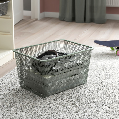 TROFAST Storage combination with boxes/tray, white grey/light green-grey, 46x30x94 cm