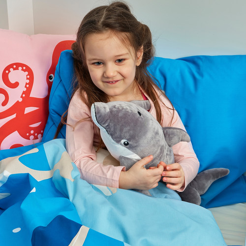 BLÅVINGAD Soft toy, dolphin, grey, 50 cm