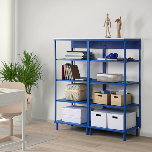 PLATSA Open shelving unit, blue, 120x42x133 cm