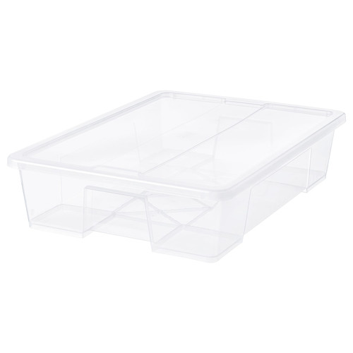 SAMLA Box with lid, transparent, 79x57x18 cm/55 l