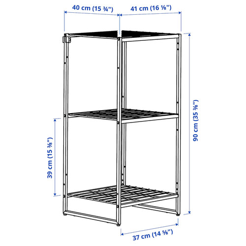 JOSTEIN Shelving unit, in/outdoor/wire white, 41x40x90 cm