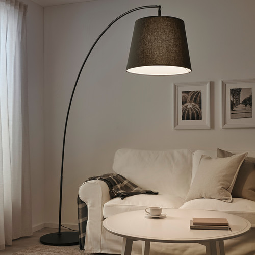 SKAFTET Floor lamp base, arched, black