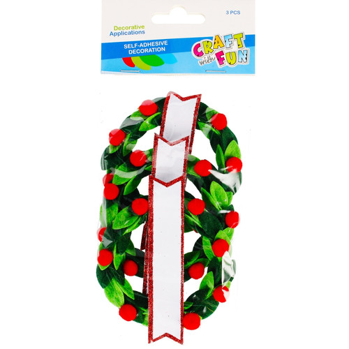 Christmas Self-Adhesive Decoration Wreath 9.5cm 3pcs