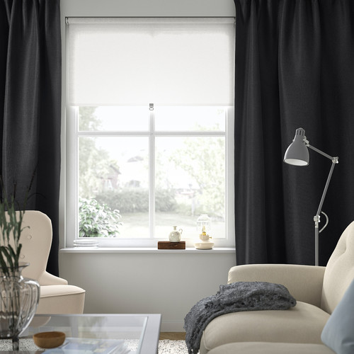 ANNAKAJSA Room darkening curtains, 1 pair, anthracite, 145x300 cm