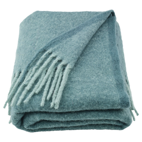 KLIPPOXEL Throw, grey-turquoise, 130x170 cm