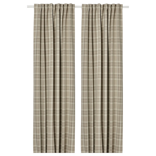 HÄGGVECKMAL Room darkening curtains, 1 pair, beige, 145x300 cm