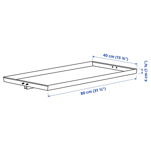 MITTZON Display shelf for frame w castors, white, 80x4 cm