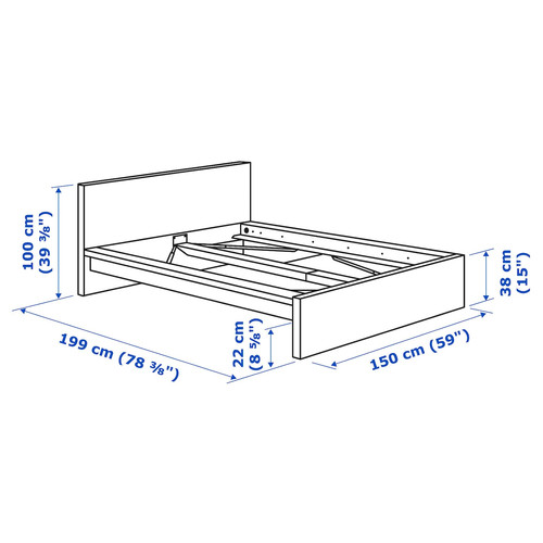 MALM Bed frame with mattress, black-brown/Valevåg medium firm, 160x200 cm