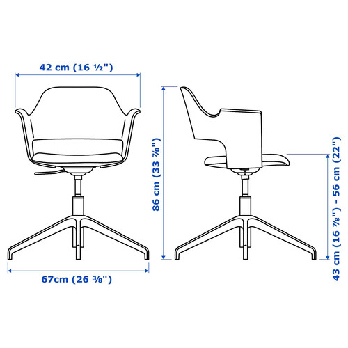 FJÄLLBERGET Conference chair, black stained ash veneer, Gunnared dark grey