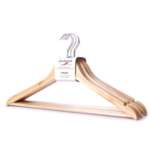 Wooden Clothes Hanger Cross 5pcs, light brown