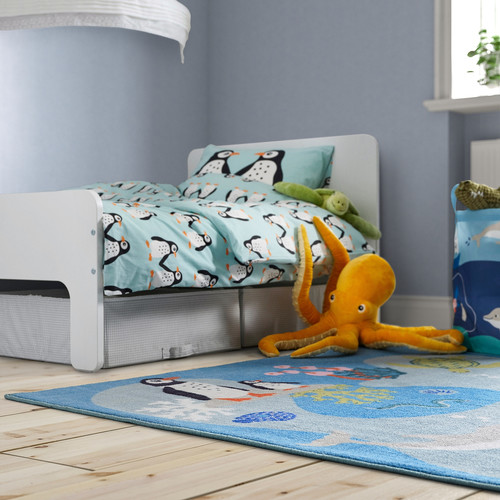 BLÅVINGAD Duvet cover and pillowcase, penguin pattern/light turquoise, 150x200/50x60 cm