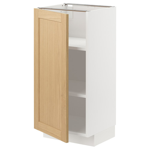 METOD Base cabinet with shelves, white/Forsbacka oak, 40x37 cm