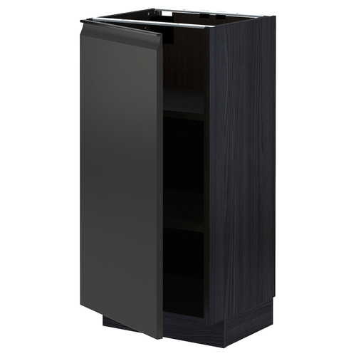 METOD Base cabinet with shelves, black/Upplöv matt anthracite, 40x37 cm